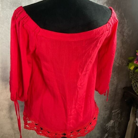 Greylin Arnette Off Shoulder Top festival concert boho party date size small red - Picture 11 of 15